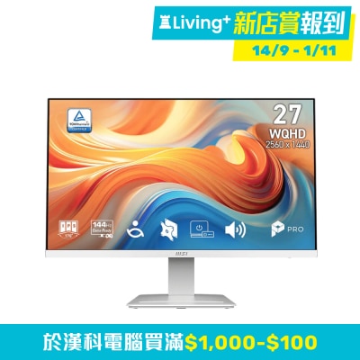 MSI 微星 MSI Pro MP273QW E14 電腦螢幕 (27"; 2560 X 1440; IPS)(MO-MP27QW4)