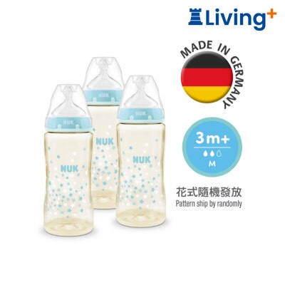 NUK (3個裝) PCH 300mL寬口PPSU奶瓶連3 6個月中碼矽膠奶嘴【花式隨機發放】 image