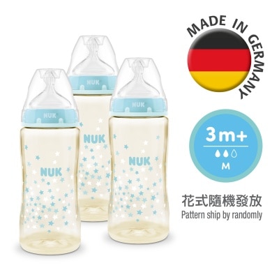 NUK (3个装) PCH 300mL宽口PPSU奶瓶连矽胶奶嘴 (0 6个月中孔) image