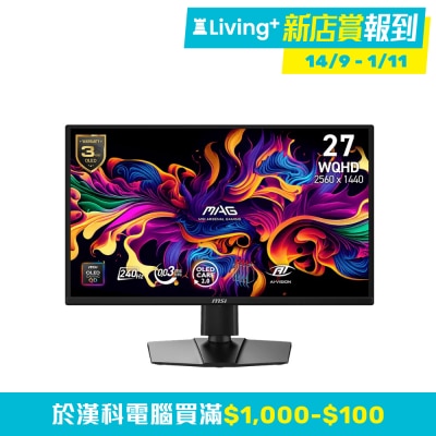 MSI 微星 MSI MAG 272QP QD-OLED X24 電競螢幕 (27"; 2560 X 1440; QD-OLED)(MO-MA27Q24)