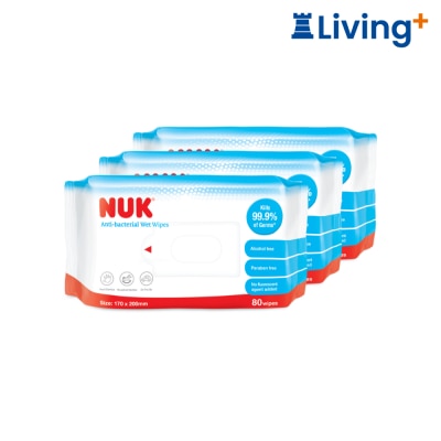 NUK 無酒精殺菌濕紙巾 (80片裝 x 3包) image