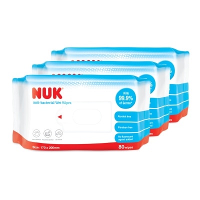 NUK 無酒精殺菌濕紙巾 (80片裝 x 3包)
