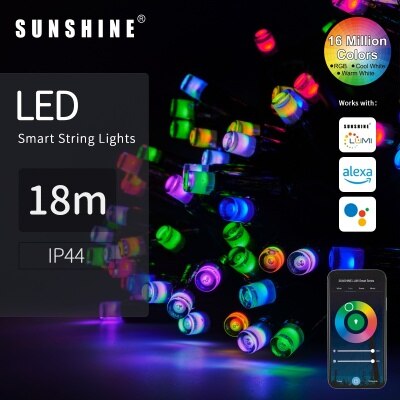 Sunshine LED智能燈串18M裝 WiFi+藍芽 RGB彩光 IP44 [(VG PI20RGB] image