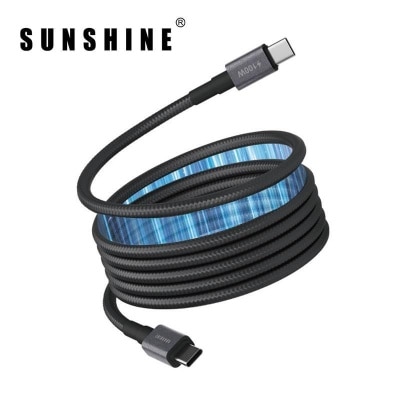 Sunshine PD100W磁吸充電線 USB C轉USB C 1米 黑色 CAM 1010BK image