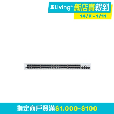 Cisco C1300 48P 4X 管理型交换器 (48 x 1G; 4 x 10G SFP+; PoE+ (375W))(NE 1348P4X) image