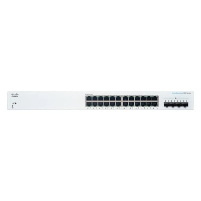 Cisco CBS220 24T 4X Smart Switch (24 x 1G; 4 x 10G SFP+; 1 fan)(NE 2224T4X) image