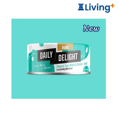 Daily Delight Pure Skipjack Tuna White & Chicken with Squid Canned for Cat 80g (DD46) image