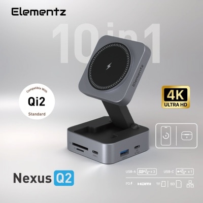 Elementz - Nexus Q2 10合1 多功能磁吸無線充電 Hub 集線器 (MagSafe + PD 100W + HDMI 4K@60Hz