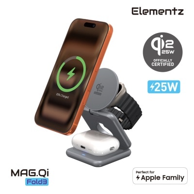 Elementz MAG.Qi Fold3 Qi2.2 25W認證 3合1三合一可折疊磁吸無線充電座