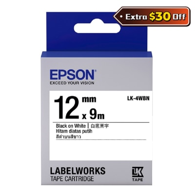 EPSON 愛普生 LK-4WBN (白底黑字) 標籤帶