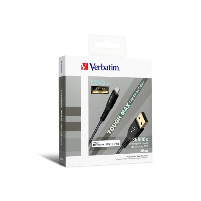 VERBATIM - 30cm Tough Max USB to Lightning 充電傳輸線
