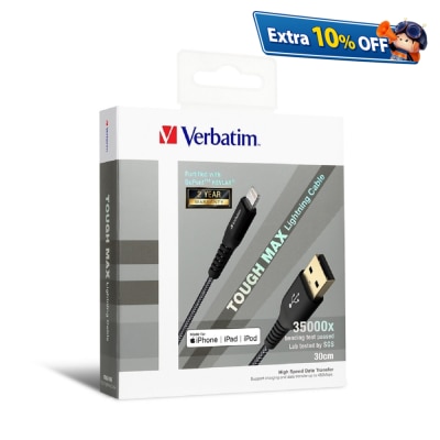 VERBATIM 30cm Tough Max USB to Lightning 充电传输线