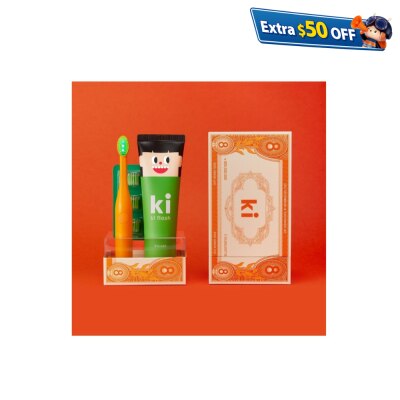 E Flash Ki set 儿童用加强防蛀套装 (绿光LED牙刷 + 橙色防蛀牙膏)
