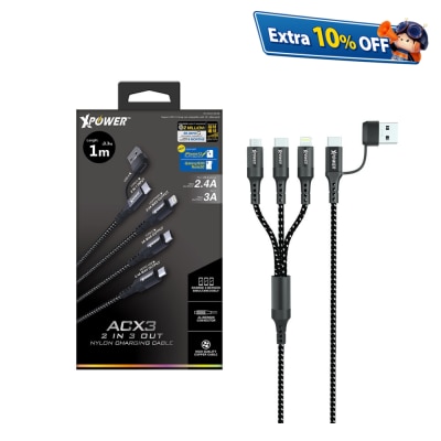 XPOWER ACX3 2出3高速充電編織線