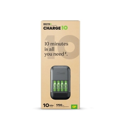 GP 超霸 綠再 Charge 10 超快充電器連4粒1700mAh AA鎳氫充電電池
