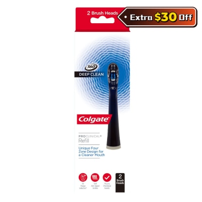 Colgate 高露洁 Pro Clinical B150 黑炭智能声波震动牙刷替换刷头三维洁净型 2支