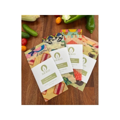Joe Eco 天然植物蜡布四件装 (零食主题)