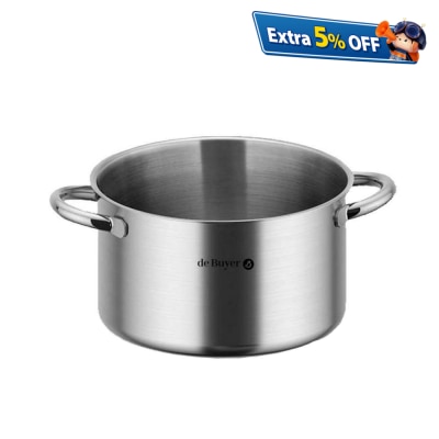 de Buyer 双耳加高不锈钢汤煲不连盖28cm