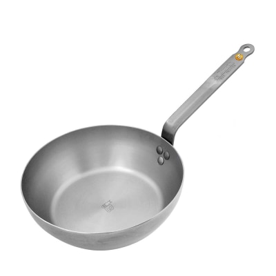 de Buyer 原矿蜂蜡 传统柄平底铁深煎炒锅 28cm