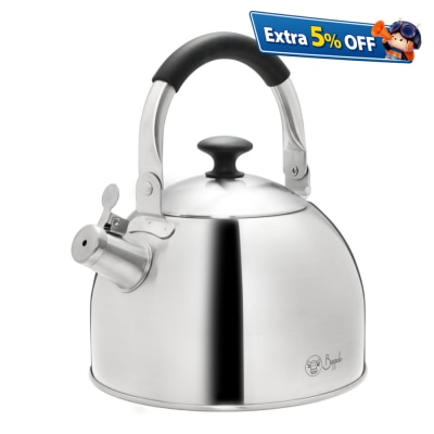 Buffalo ELEGANCE ADVANCE S/ST 3.8L WHISTLING KETTLE W/SILICONE HANDLEGLASS LID (24X17CM)