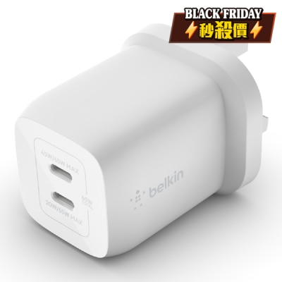 BELKIN WCH013MY 65W Dual USB-C GaN Wall Charger