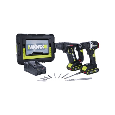 Worx WU938 20V Brushless Light Hydraulic Drill + Brushless Double Speed Electric Drill