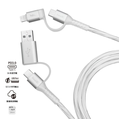 inno3C 創品 i-4LB-12 4 in 1 Lightning/Type-C to USB/Type-C 線 (1.2米)