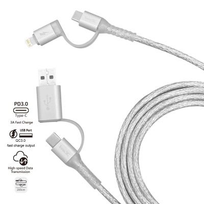 inno3C 創品 i-4LA-20 4 in 1 Lightning/Type-C to USB/Type-C 線 (2米)
