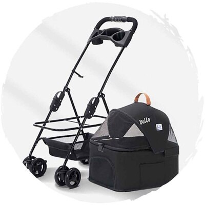 BELLO 车篮分拆款四轮万向可折狗狗手推车 (宠物承重:12kg)