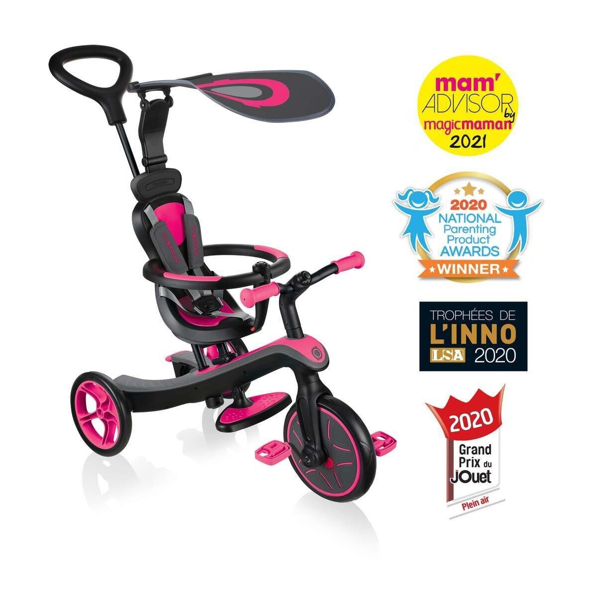 Globber EXPLORER TRIKE 4合1多功能三輪車- 桃紅| Fortress 豐澤