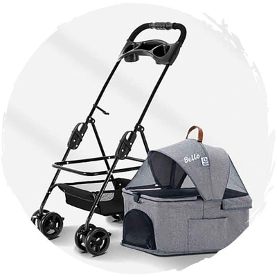 BELLO 车篮分拆款四轮万向可折狗狗手推车 (宠物承重:12kg)