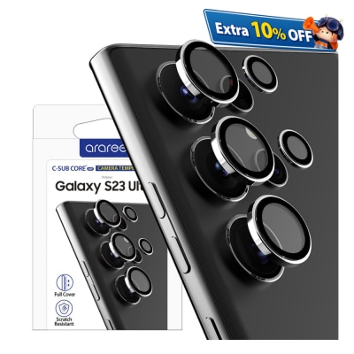 araree Galaxy S23 Ultra 金属框强化玻璃保护贴 手机配件