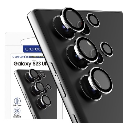 araree Galaxy S23 Ultra Tempered Glass Metal Ring Lens Protector Mobile Phone Accessory