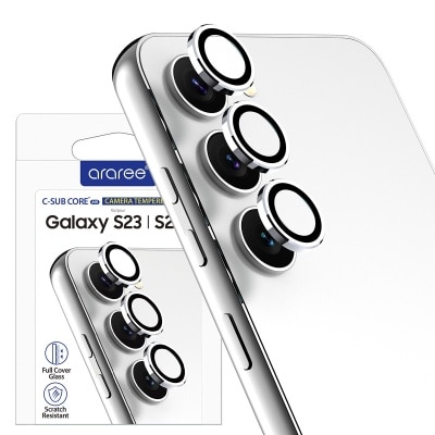 araree Galaxy S23/23Plus Tempered Glass Metal Ring Lens Protector Mobile Phone Accessory