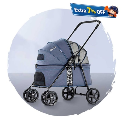 BELLO 时尚低座透气四轮可摺叠狗狗手推车 加大版 (宠物承重：20kg)