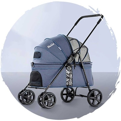 BELLO 时尚低座透气四轮可摺叠狗狗手推车 加大版 (宠物承重：20kg)