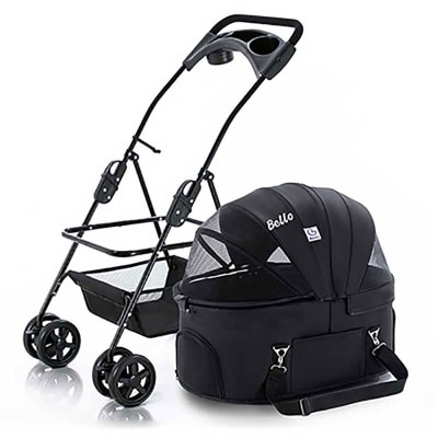 BELLO 车篮分拆款四轮万向可折狗狗手推车 加大版 (宠物承重：17kg)