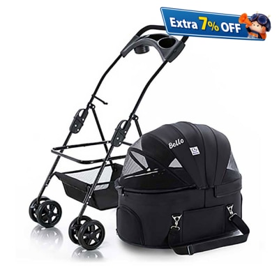 BELLO 车篮分拆款四轮万向可折狗狗手推车 加大版 (宠物承重：17kg)