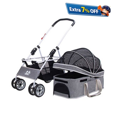 Dodopet Detachable Four-Wheel Folding Dog Trolley Blue (Pet Weight: 20kg)