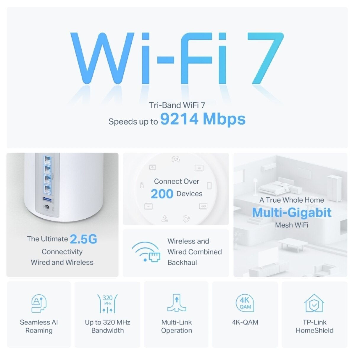 TP-Link Deco BE65(2-pack) BE11000 Tri-Band WiFi 7 Mesh