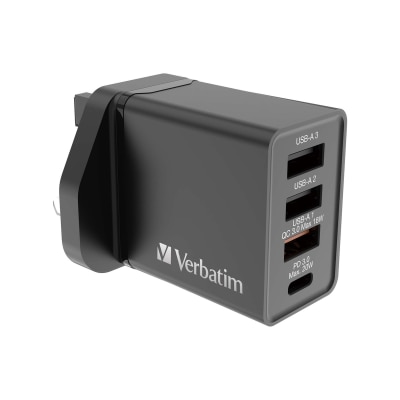 VERBATIM 4 端口 30W PD & QC 3.0 USB 充電器