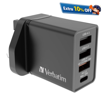 VERBATIM 4 端口 30W PD & QC 3.0 USB 充電器