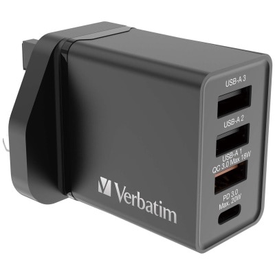 VERBATIM 4 端口 30W PD & QC 3.0 USB 充电器