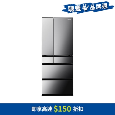 PANASONIC 樂聲牌 494公升AI ECONAVI 智慧節能黑鋼鏡六門廚櫃底嵌入式雪櫃 - NR-F607HX-X3
