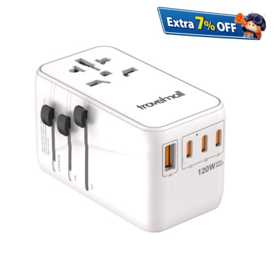 Travelmall 120W PD 高效能4 USB 旅行转换插头, 手提电脑适用