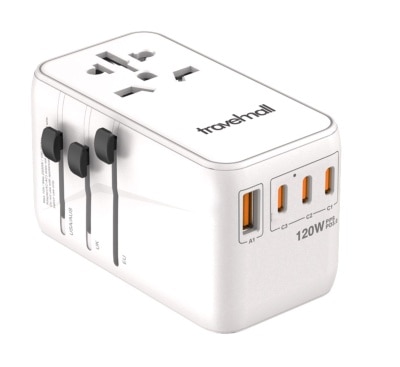 Travelmall 120W PD 高效能4 USB 旅行转换插头, 手提电脑适用