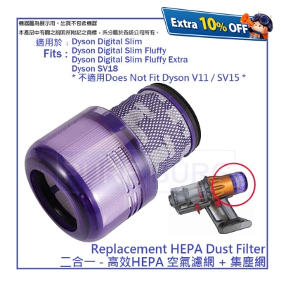 Pureburg Compatible replacement 2-in-1 HEPA Filter for Dyson SV18 Digital Slim / Fluffy Extra Vacuum Cleaner