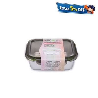 Lexngo Microwavable 316L Stainless Steel Container with PP Lid - 1300ml