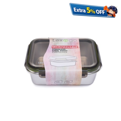 Lexngo Microwavable 316L Stainless Steel Container with PP Lid - 2200ml