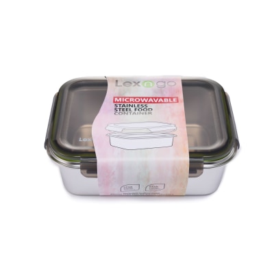 Lexngo Microwavable 316L Stainless Steel Container with PP Lid - 2200ml
